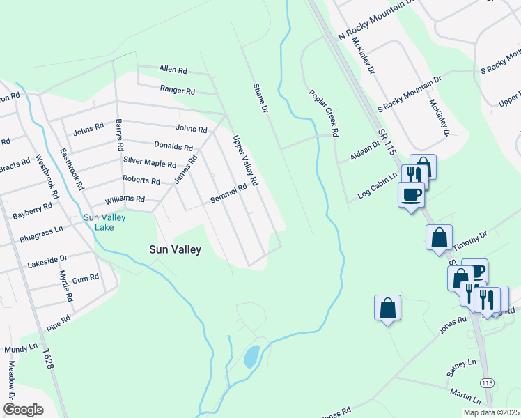 map of restaurants, bars, coffee shops, grocery stores, and more near 1911 Johns Road in Effort