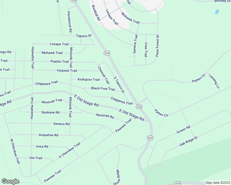 map of restaurants, bars, coffee shops, grocery stores, and more near 50 Black Foot Trail in Albrightsville