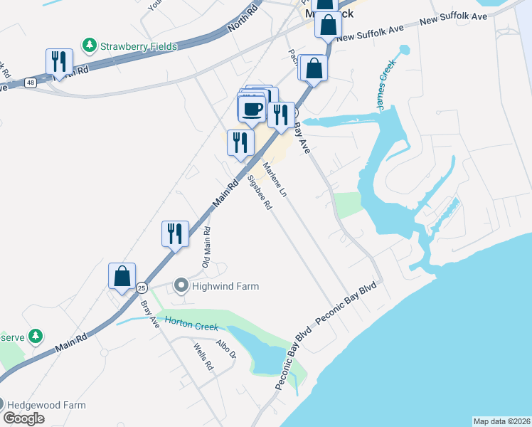 map of restaurants, bars, coffee shops, grocery stores, and more near 9300 Main Road in Laurel