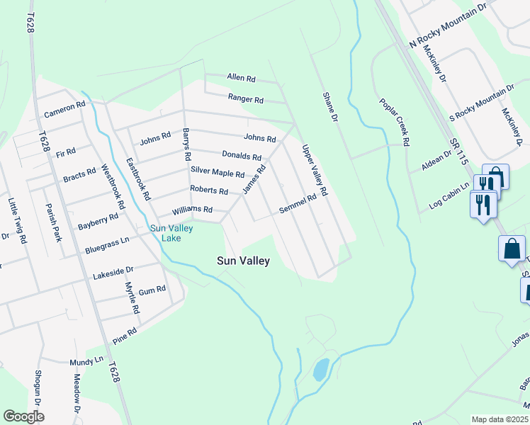 map of restaurants, bars, coffee shops, grocery stores, and more near 1720 Silver Maple Road in Effort