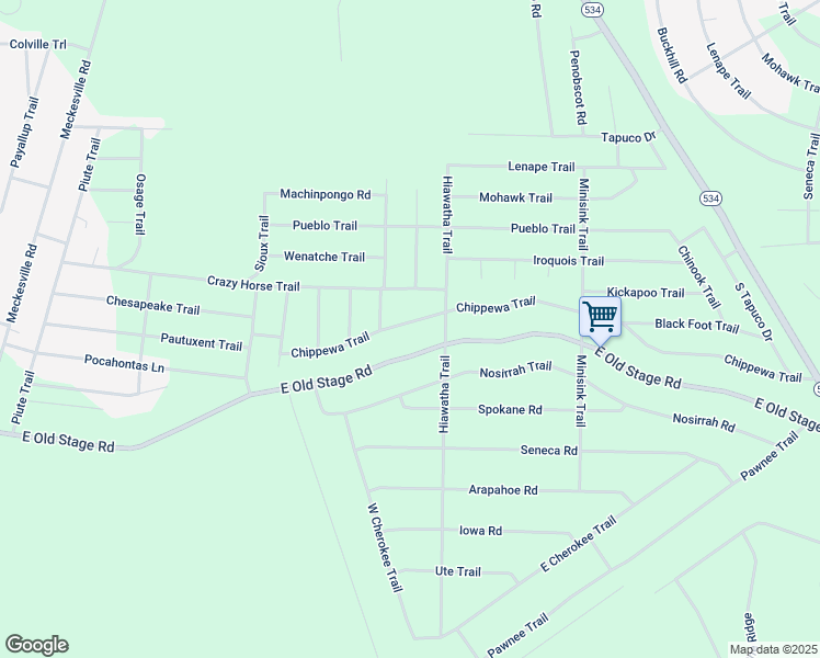 map of restaurants, bars, coffee shops, grocery stores, and more near 56 Chippewa Trail in Albrightsville
