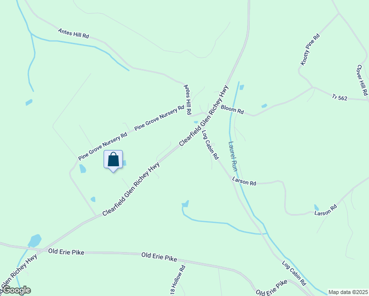 map of restaurants, bars, coffee shops, grocery stores, and more near 5768 Clearfield Glen Richey Highway in Clearfield
