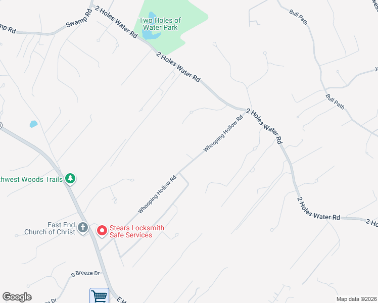 map of restaurants, bars, coffee shops, grocery stores, and more near 26 Whooping Hollow Road in East Hampton