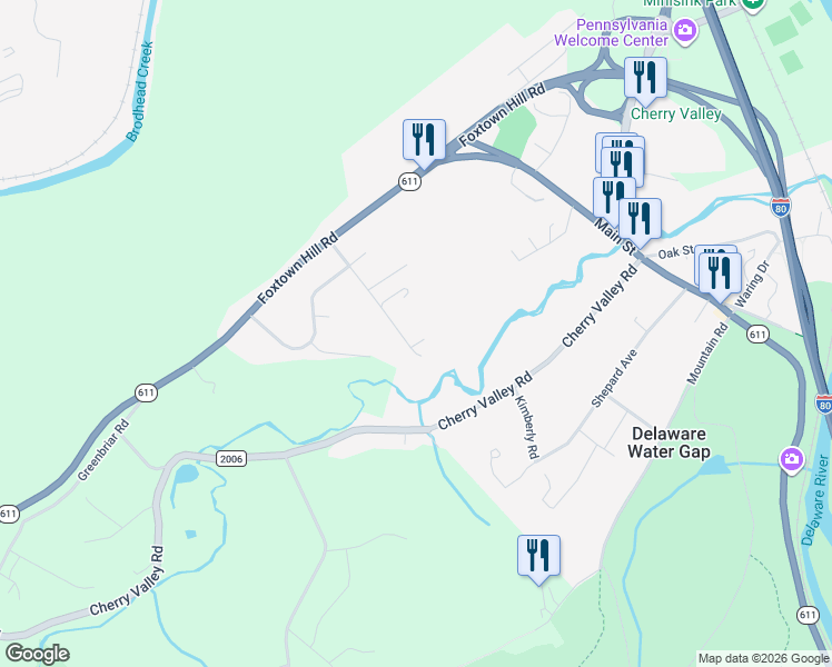 map of restaurants, bars, coffee shops, grocery stores, and more near 157 Maple Avenue in Stroudsburg