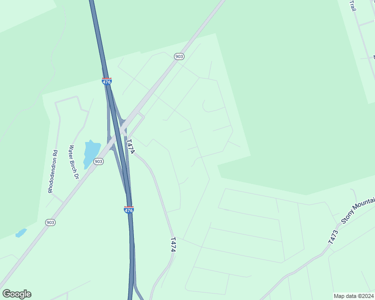 map of restaurants, bars, coffee shops, grocery stores, and more near Lauan Lane in Jim Thorpe