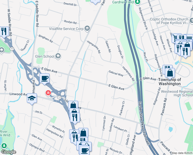 map of restaurants, bars, coffee shops, grocery stores, and more near 326 Jefferson Street in Ridgewood