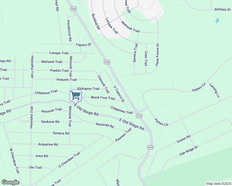 map of restaurants, bars, coffee shops, grocery stores, and more near 158 Tapuco Drive in Albrightsville