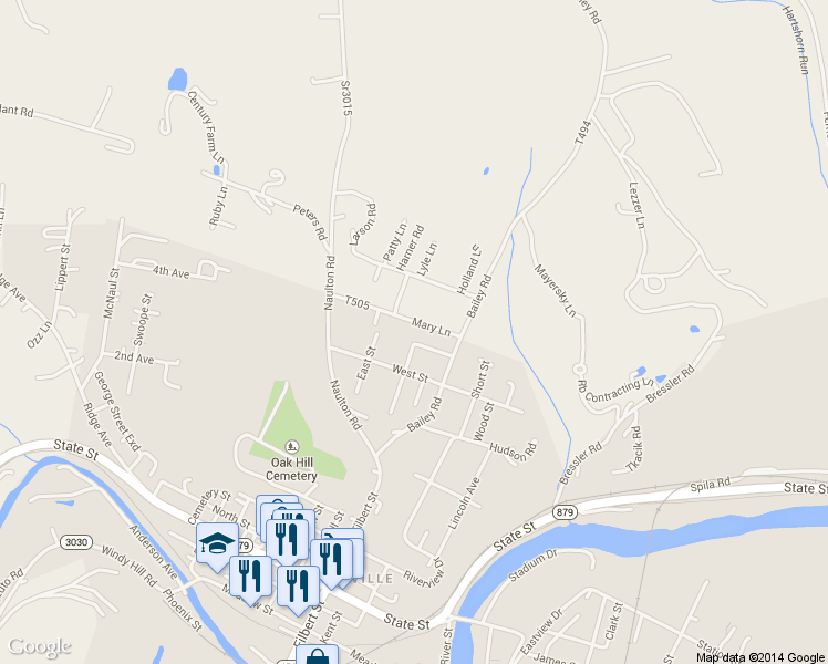 map of restaurants, bars, coffee shops, grocery stores, and more near 190 Mary Ln in Curwensville
