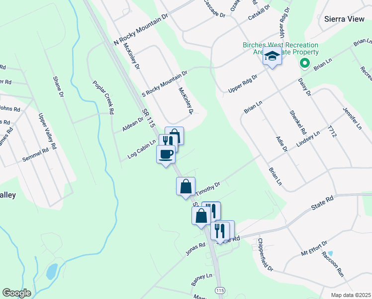 map of restaurants, bars, coffee shops, grocery stores, and more near 117 Maggie Way in Effort