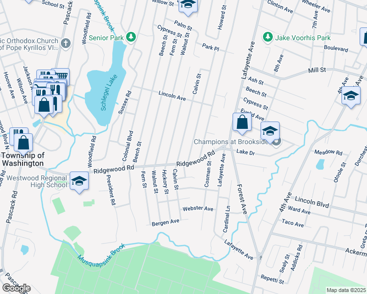 map of restaurants, bars, coffee shops, grocery stores, and more near 275 Calvin Street in Township of Washington