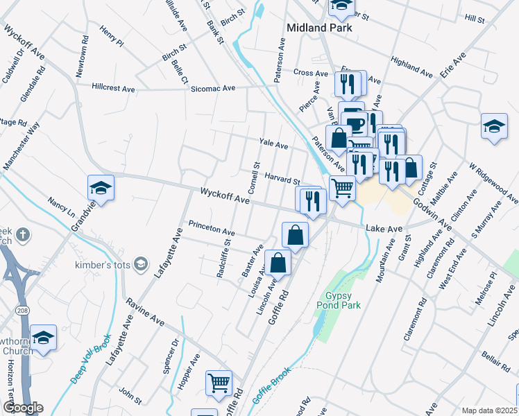 map of restaurants, bars, coffee shops, grocery stores, and more near 41 Wyckoff Avenue in Wyckoff
