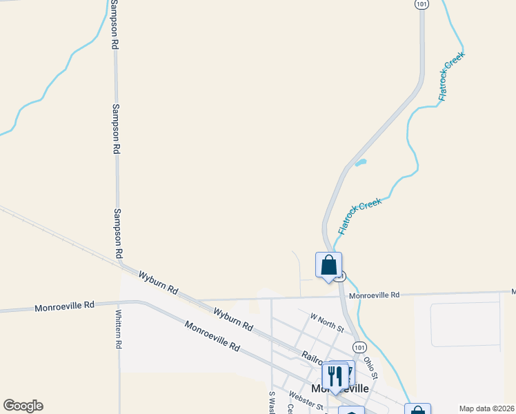 map of restaurants, bars, coffee shops, grocery stores, and more near 11414 State Route 101 in Monroeville