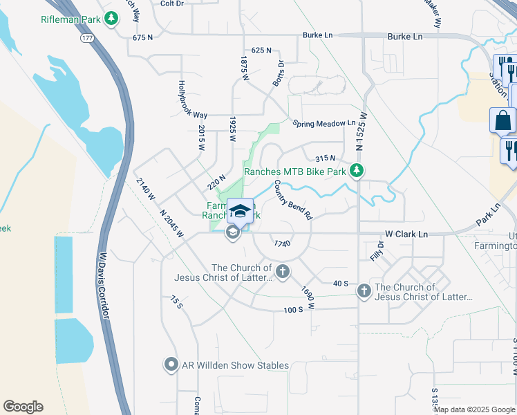 map of restaurants, bars, coffee shops, grocery stores, and more near 1844 Country Bend Circle in Farmington