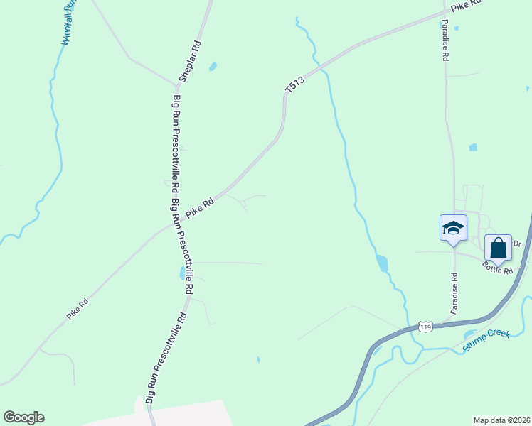 map of restaurants, bars, coffee shops, grocery stores, and more near 213 Bulldog Road in Punxsutawney