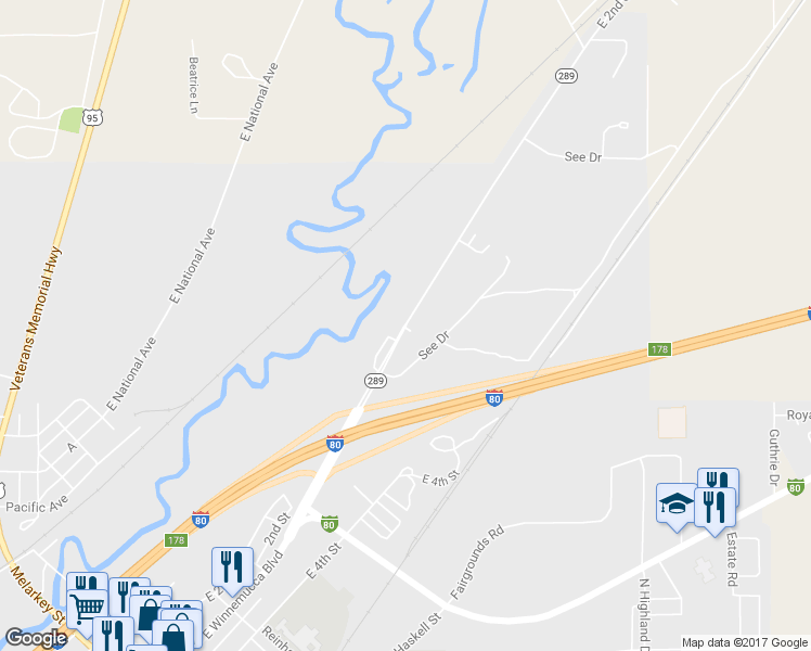 map of restaurants, bars, coffee shops, grocery stores, and more near 1624 East 2nd Street in Winnemucca