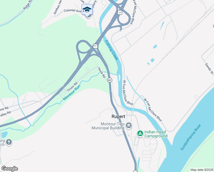 map of restaurants, bars, coffee shops, grocery stores, and more near 213-299 Rupert Drive in Bloomsburg