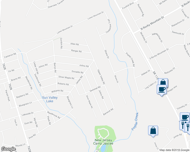 map of restaurants, bars, coffee shops, grocery stores, and more near 1711 Johns Road in Effort