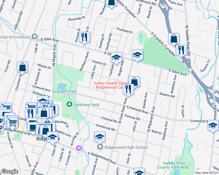 map of restaurants, bars, coffee shops, grocery stores, and more near 248 Fairfield Avenue in Ridgewood