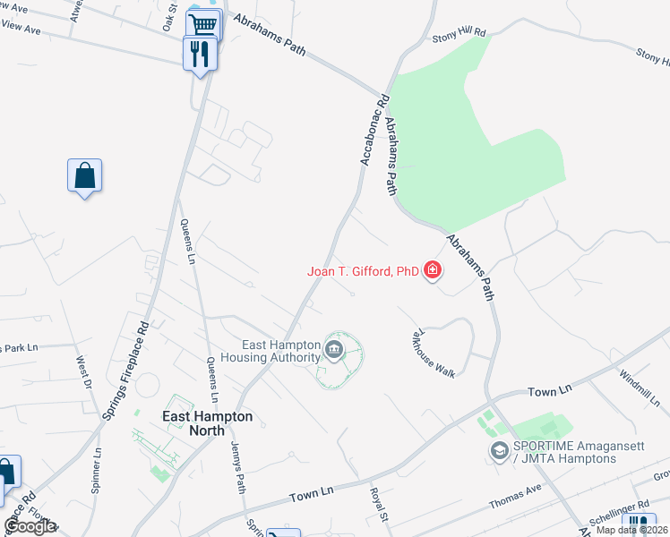 map of restaurants, bars, coffee shops, grocery stores, and more near 1 Addie Conklin Ln in East Hampton