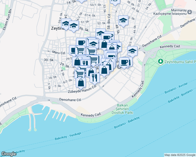 map of restaurants, bars, coffee shops, grocery stores, and more near 10 22/2. Sokak in Zeytinburnu