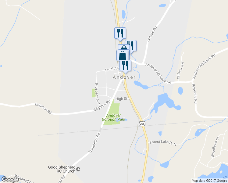 map of restaurants, bars, coffee shops, grocery stores, and more near 13 Brighton Avenue in Andover