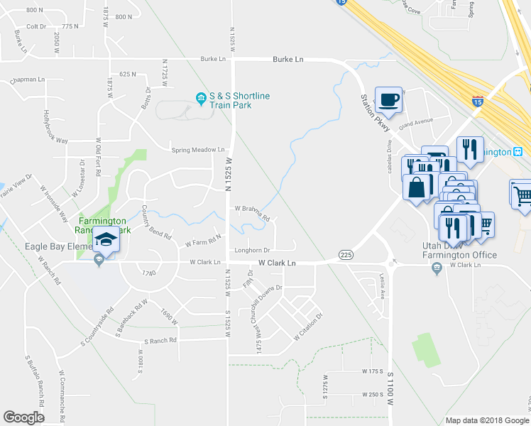 map of restaurants, bars, coffee shops, grocery stores, and more near 1456 W Brahma Rd in Farmington