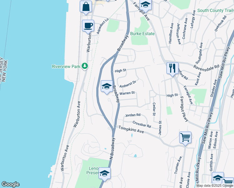 map of restaurants, bars, coffee shops, grocery stores, and more near in Hastings-on-Hudson