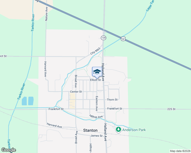 map of restaurants, bars, coffee shops, grocery stores, and more near 501 Elliott Street in Stanton