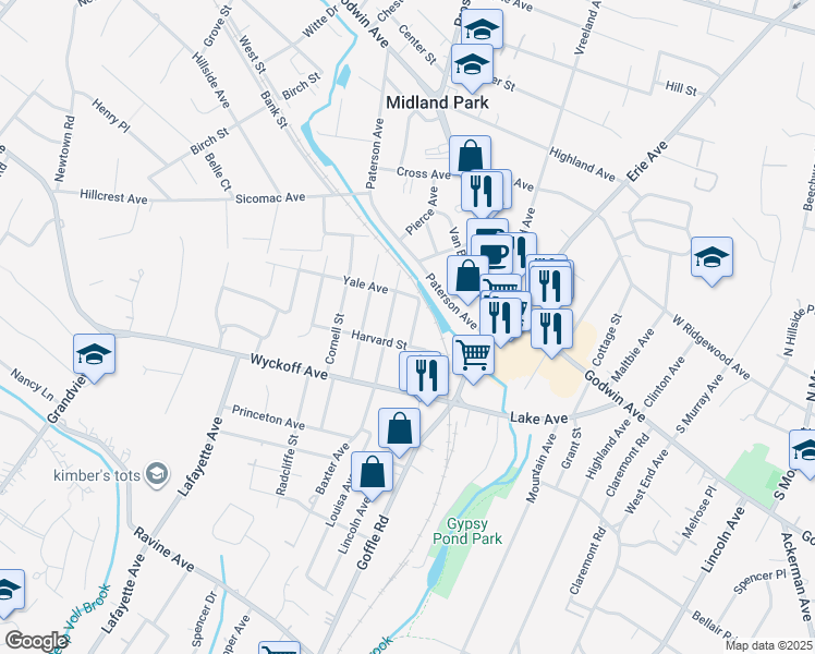 map of restaurants, bars, coffee shops, grocery stores, and more near 380 Kingston Street in Wyckoff