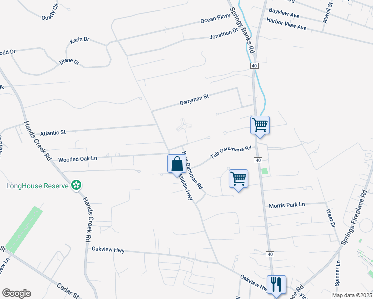 map of restaurants, bars, coffee shops, grocery stores, and more near 83 Bow Oarsman Road in East Hampton