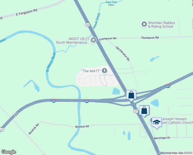 map of restaurants, bars, coffee shops, grocery stores, and more near Country Court Estates Mobile Home Park in Fort Wayne