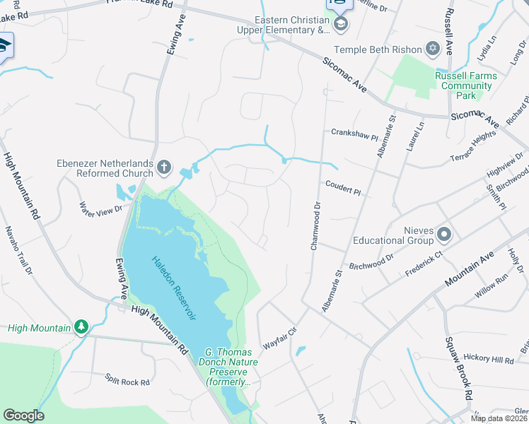 map of restaurants, bars, coffee shops, grocery stores, and more near 845 Ewing Avenue in Franklin Lakes