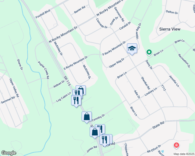map of restaurants, bars, coffee shops, grocery stores, and more near 110 Piedmont Place in Effort
