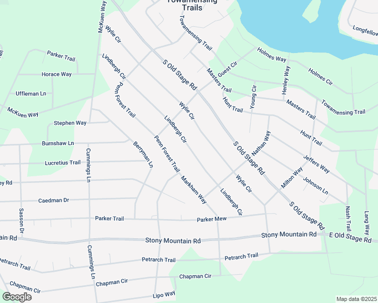 map of restaurants, bars, coffee shops, grocery stores, and more near Lindbergh Circle in Albrightsville