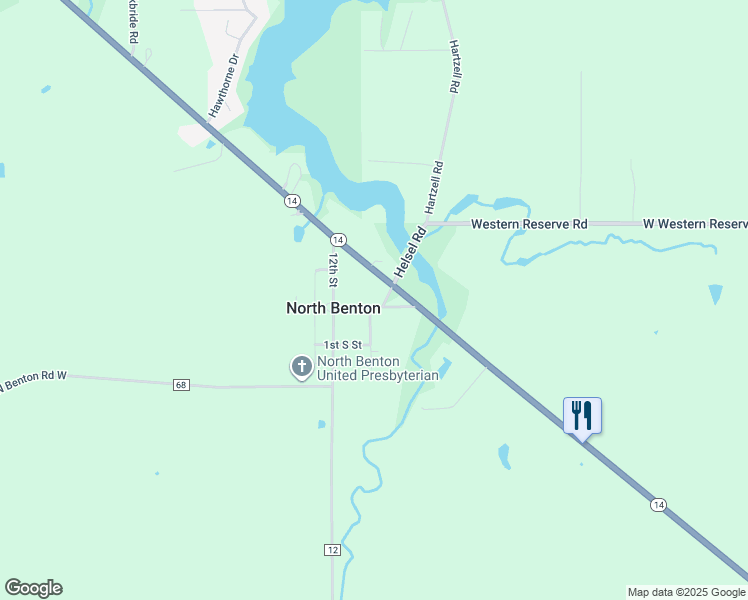 map of restaurants, bars, coffee shops, grocery stores, and more near 18916 Center Street in North Benton