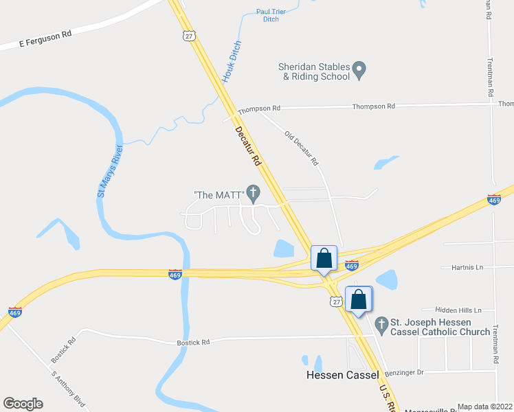 map of restaurants, bars, coffee shops, grocery stores, and more near Country Court Estates Mobile Home Park in Fort Wayne
