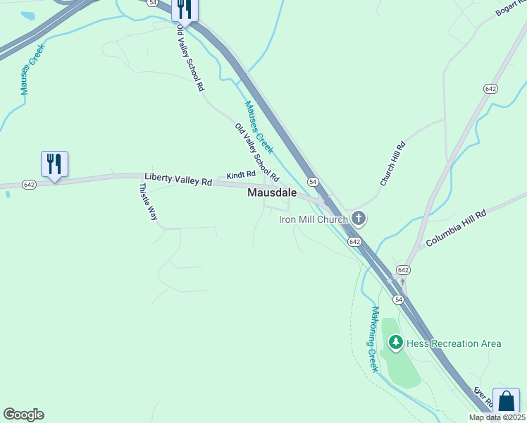 map of restaurants, bars, coffee shops, grocery stores, and more near Bennett Street in Danville