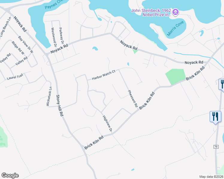 map of restaurants, bars, coffee shops, grocery stores, and more near 36 Partridge Drive in Sag Harbor