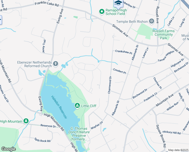 map of restaurants, bars, coffee shops, grocery stores, and more near 721 Charnwood Drive in Wyckoff