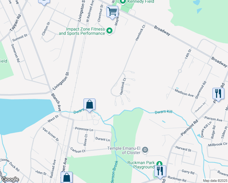 map of restaurants, bars, coffee shops, grocery stores, and more near 836 Hemlock Court in Norwood
