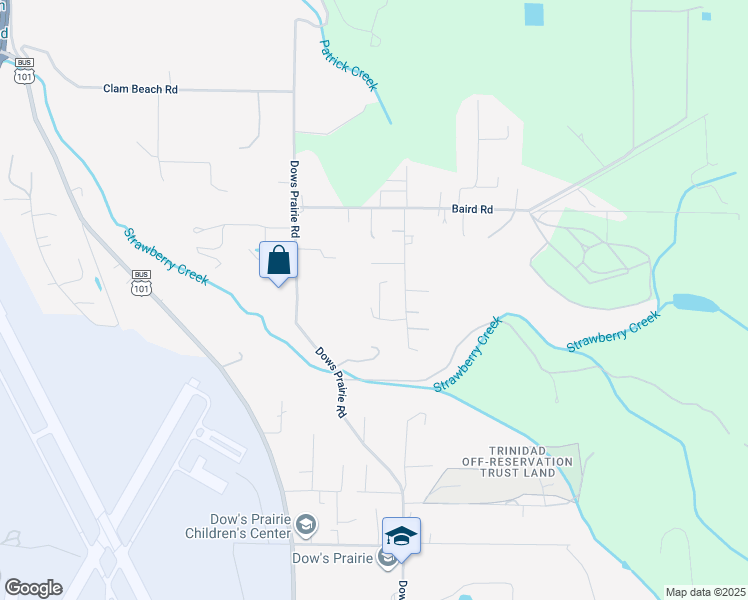 map of restaurants, bars, coffee shops, grocery stores, and more near 1749 Birnie Lane in McKinleyville