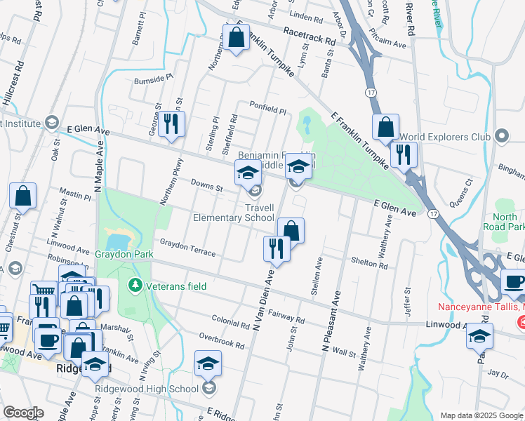 map of restaurants, bars, coffee shops, grocery stores, and more near 322 Bogert Avenue in Ridgewood
