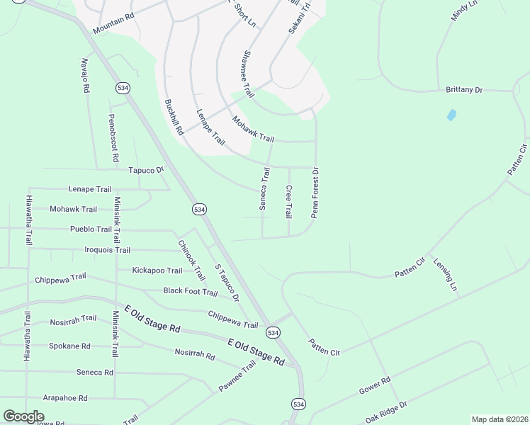 map of restaurants, bars, coffee shops, grocery stores, and more near 16 Seneca Trail in Albrightsville