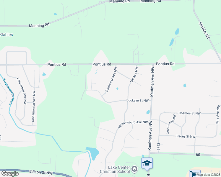 map of restaurants, bars, coffee shops, grocery stores, and more near 13504 Sunflower Avenue Northwest in Mogadore