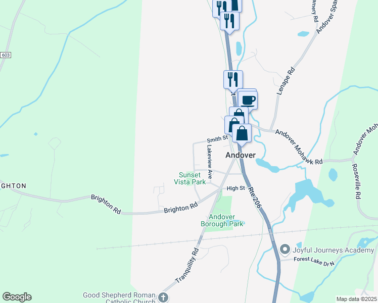 map of restaurants, bars, coffee shops, grocery stores, and more near 23 Prospect Avenue in Andover