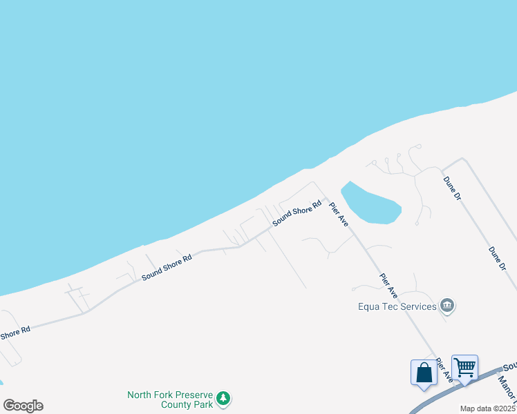 map of restaurants, bars, coffee shops, grocery stores, and more near 894 Sound Shore Road in Riverhead