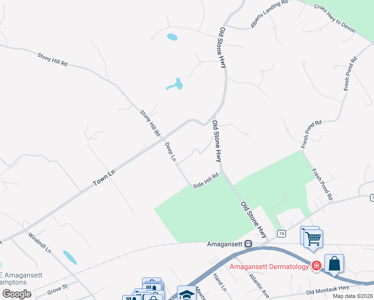 map of restaurants, bars, coffee shops, grocery stores, and more near 64 Deep Lane in East Hampton