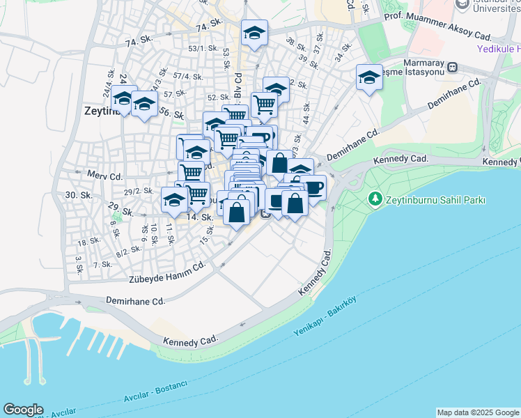map of restaurants, bars, coffee shops, grocery stores, and more near 152 58. Bulvarı Caddesi in Zeytinburnu