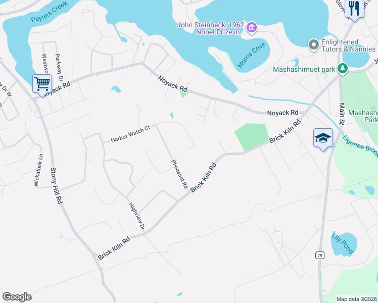 map of restaurants, bars, coffee shops, grocery stores, and more near 254 Harbor Watch Court in Sag Harbor