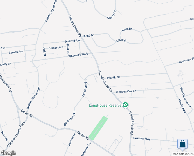 map of restaurants, bars, coffee shops, grocery stores, and more near 51 Old Orchard Lane in East Hampton